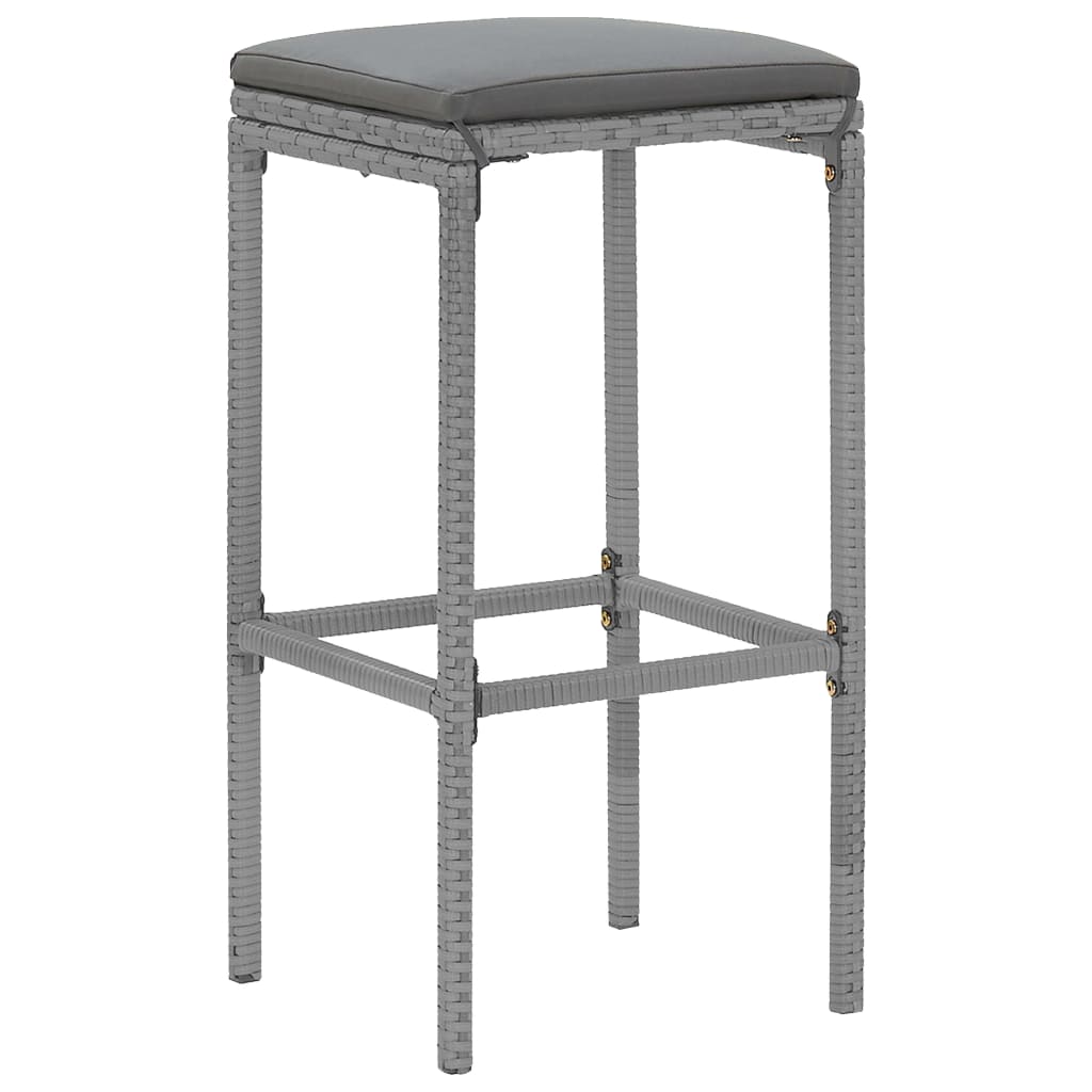 7-Tlg. Gartenbar-Set Mit Kissen Poly Rattan