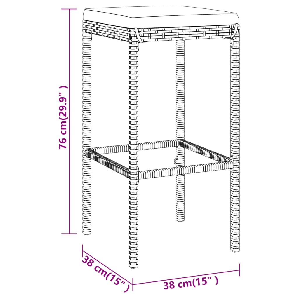 11-Tlg. Gartenbar-Set Mit Kissen Poly Rattan