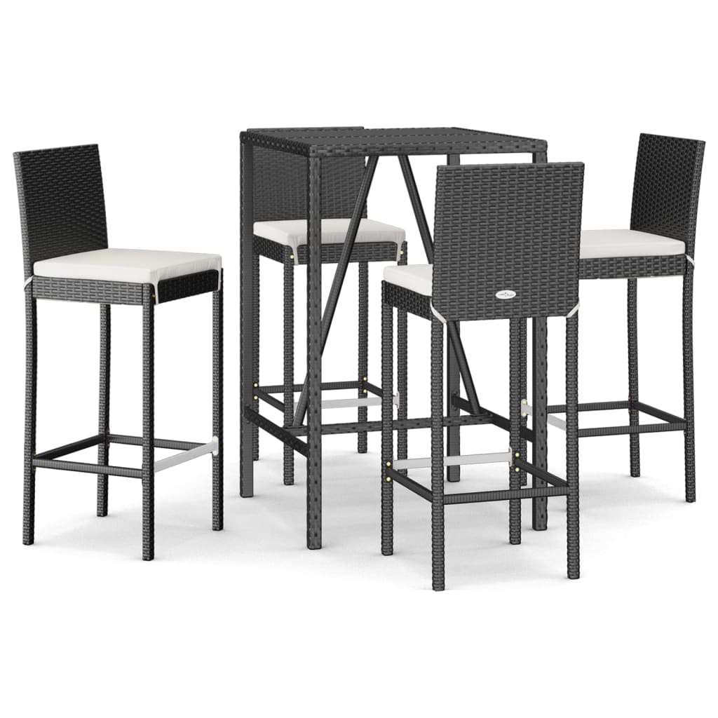5-Tlg. Gartenbar-Set Mit Kissen Poly Rattan