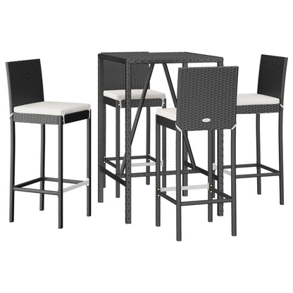 5-Tlg. Gartenbar-Set Mit Kissen Poly Rattan