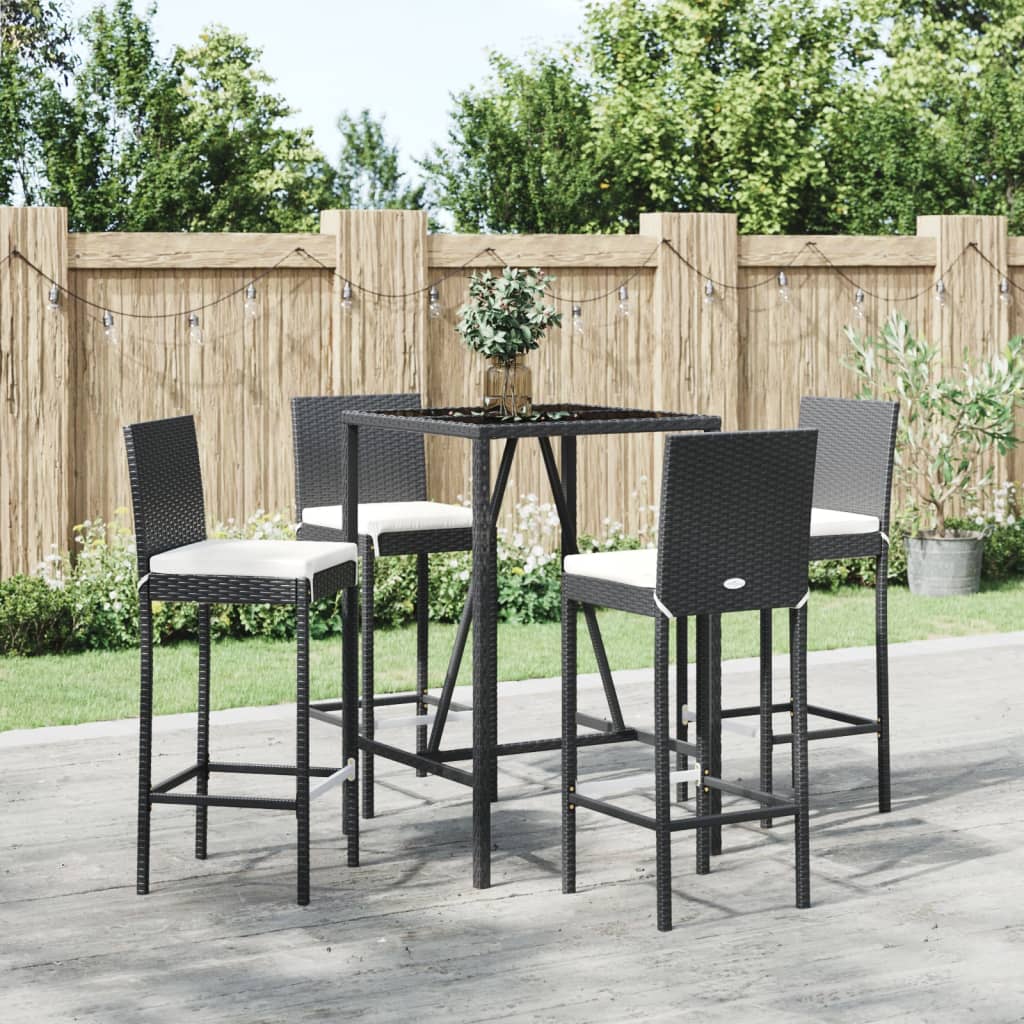 5-Tlg. Gartenbar-Set Mit Kissen Poly Rattan