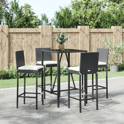 5-Tlg. Gartenbar-Set Mit Kissen Poly Rattan