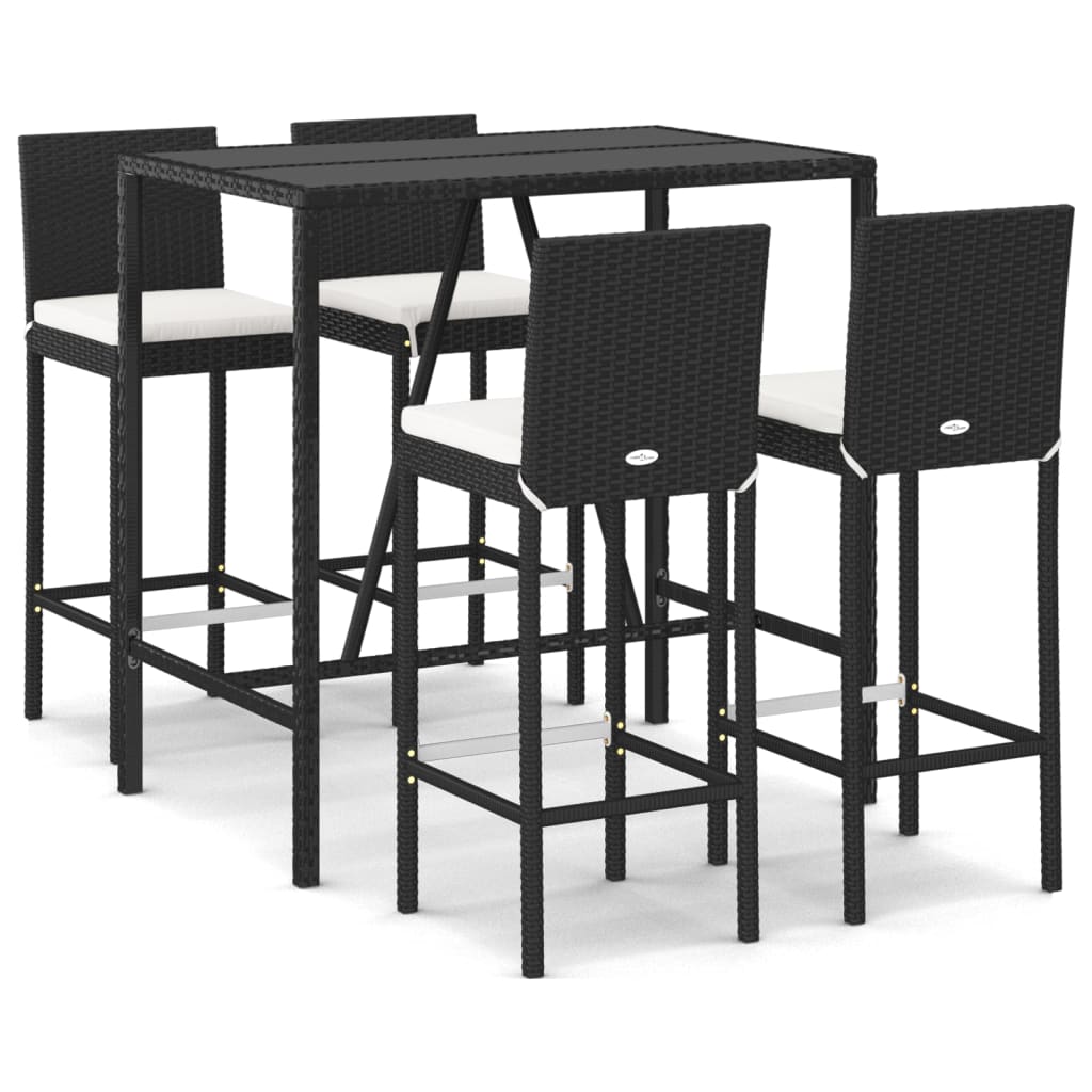 5-Tlg. Gartenbar-Set Mit Kissen Poly Rattan