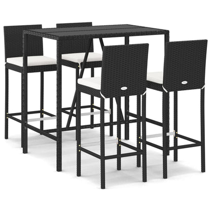 5-Tlg. Gartenbar-Set Mit Kissen Poly Rattan