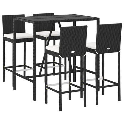5-Tlg. Gartenbar-Set Mit Kissen Poly Rattan