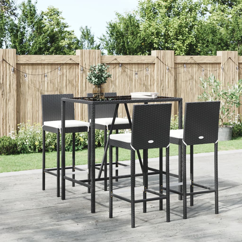 5-Tlg. Gartenbar-Set Mit Kissen Poly Rattan