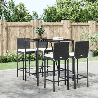 5-Tlg. Gartenbar-Set Mit Kissen Poly Rattan