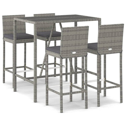 5-Tlg. Gartenbar-Set Mit Kissen Poly Rattan