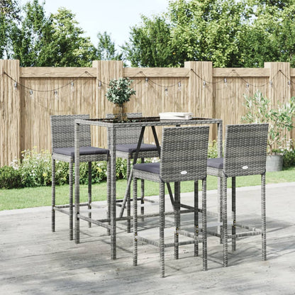 5-Tlg. Gartenbar-Set Mit Kissen Poly Rattan