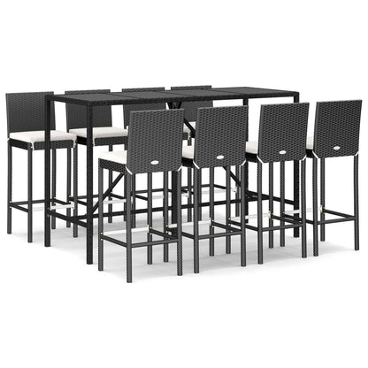 9-Tlg. Gartenbar-Set Mit Kissen Poly Rattan