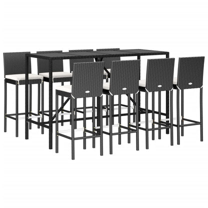 9-Tlg. Gartenbar-Set Mit Kissen Poly Rattan