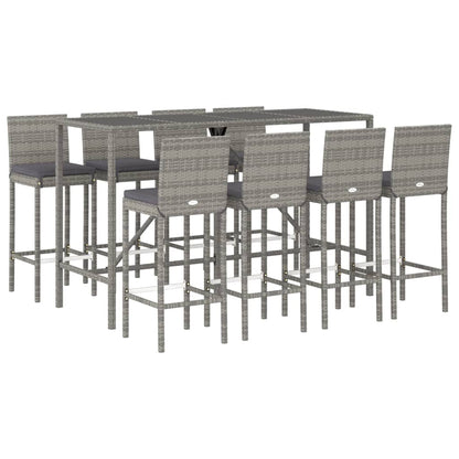 9-Tlg. Gartenbar-Set Mit Kissen Poly Rattan