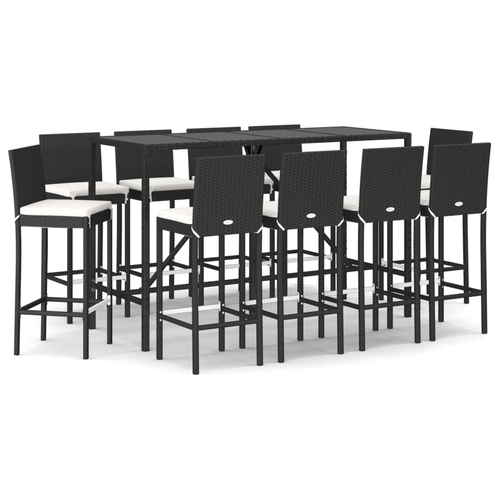 11-Tlg. Gartenbar-Set Mit Kissen Poly Rattan