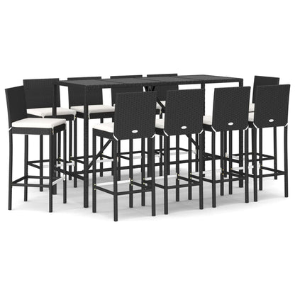 11-Tlg. Gartenbar-Set Mit Kissen Poly Rattan