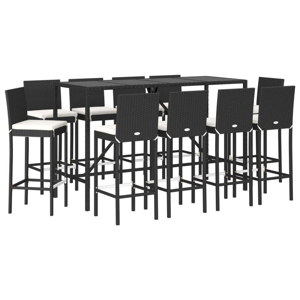 11-Tlg. Gartenbar-Set Mit Kissen Poly Rattan