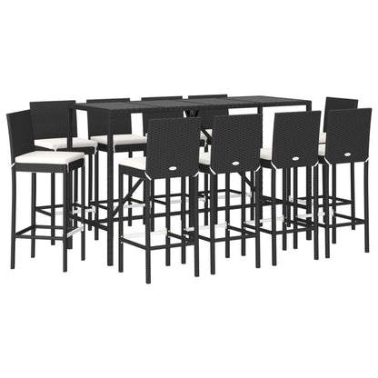 11-Tlg. Gartenbar-Set Mit Kissen Poly Rattan