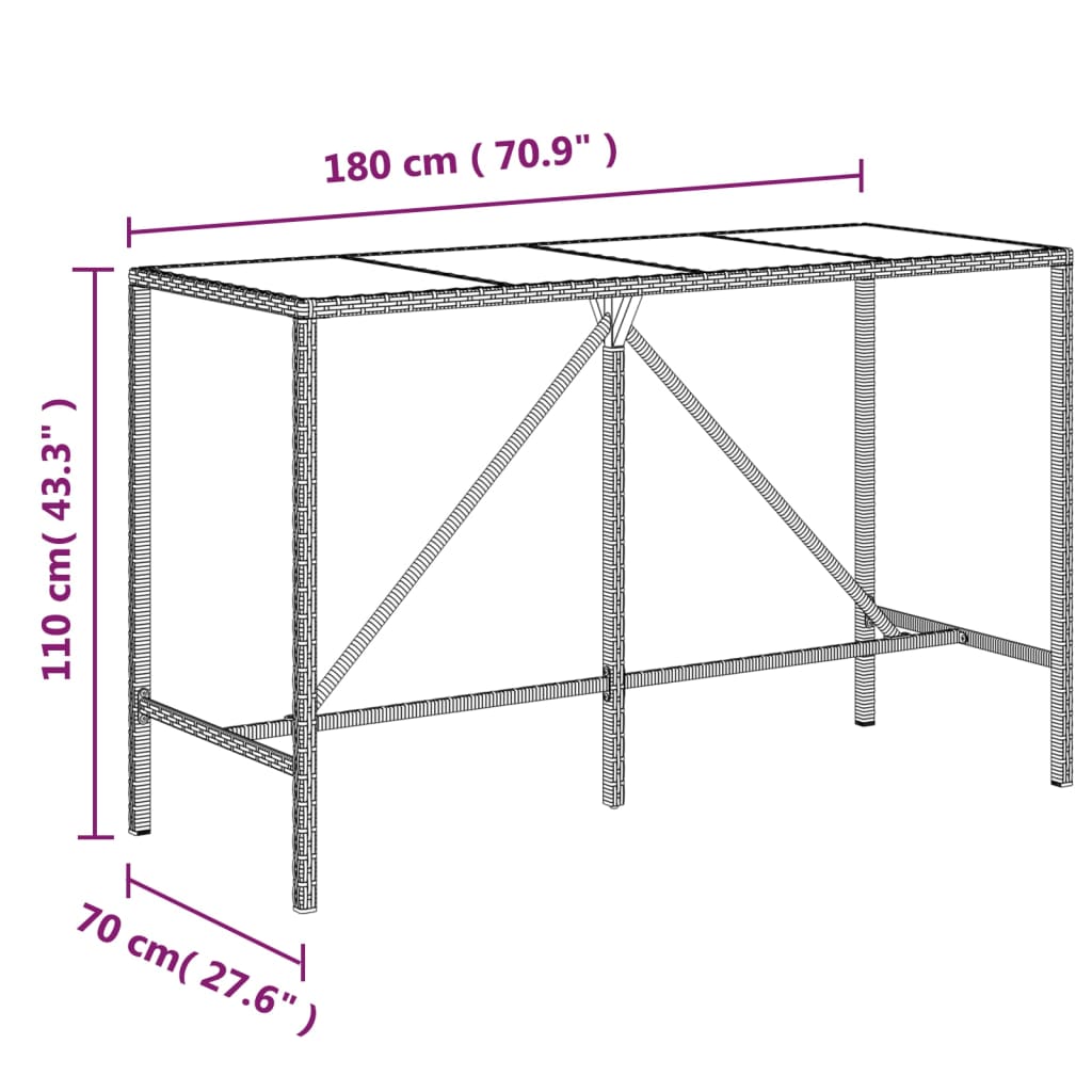 11-Tlg. Gartenbar-Set Mit Kissen Poly Rattan