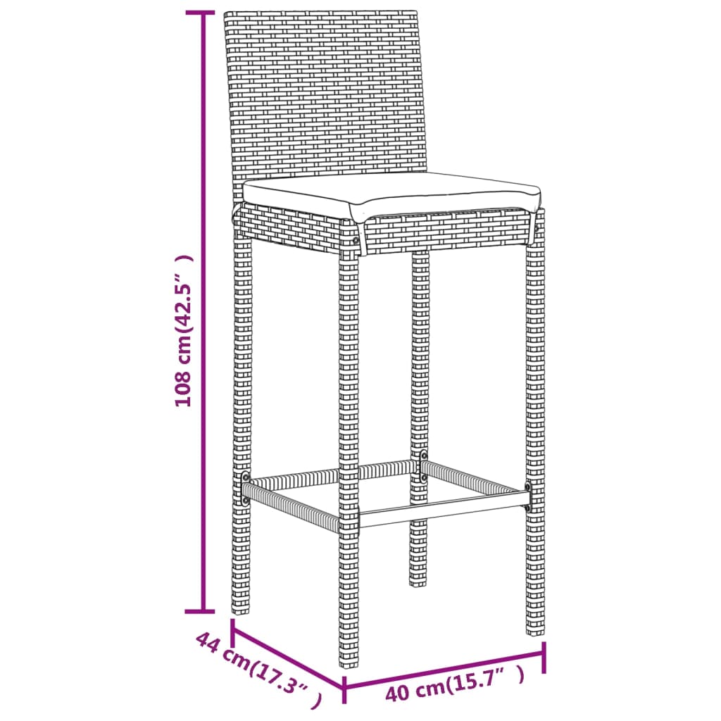 11-Tlg. Gartenbar-Set Mit Kissen Poly Rattan