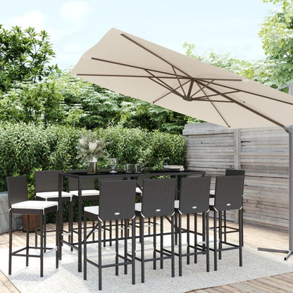 11-Tlg. Gartenbar-Set Mit Kissen Poly Rattan