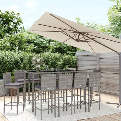 11-Tlg. Gartenbar-Set Mit Kissen Poly Rattan