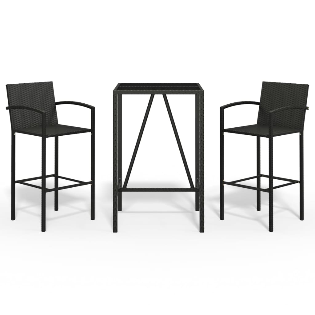 3-Tlg. Gartenbar-Set Poly Rattan