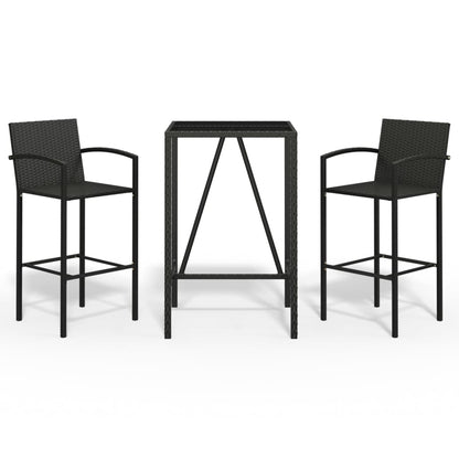 3-Tlg. Gartenbar-Set Poly Rattan