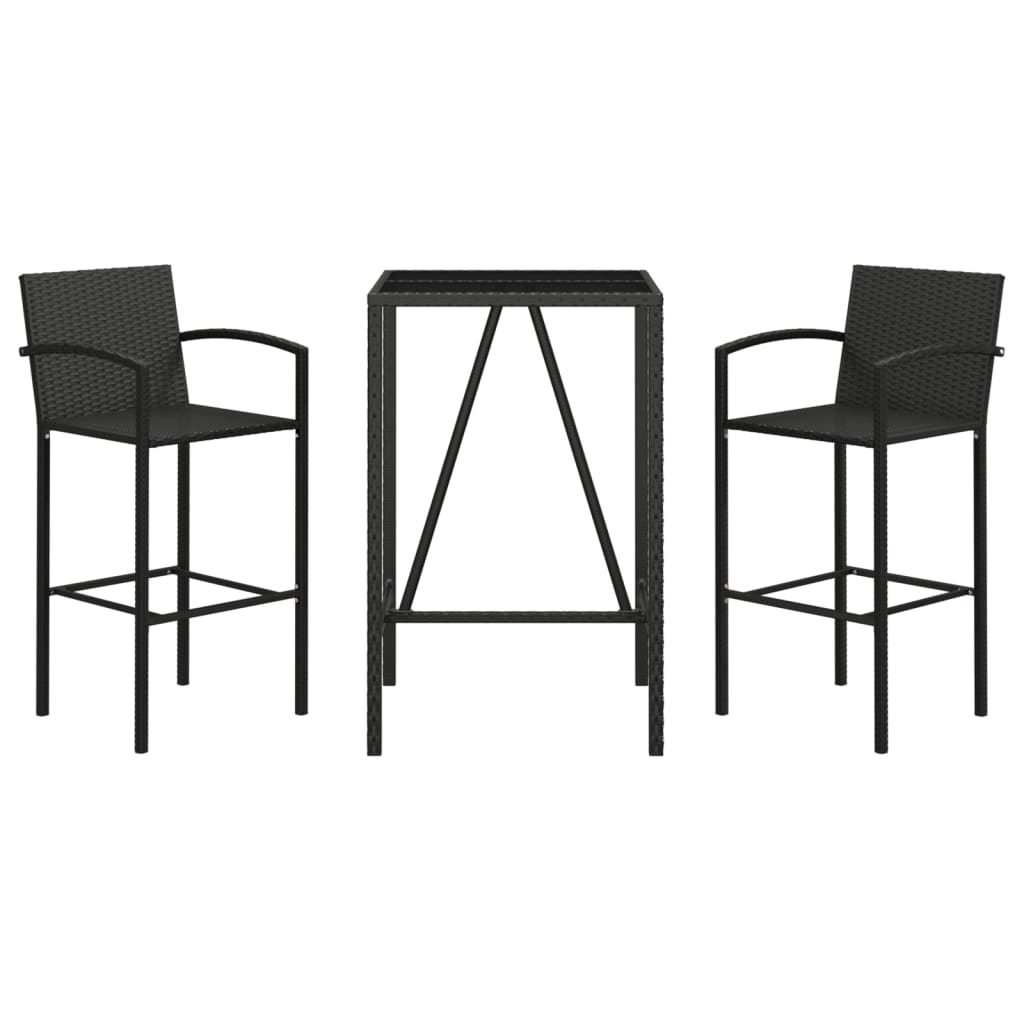 3-Tlg. Gartenbar-Set Poly Rattan