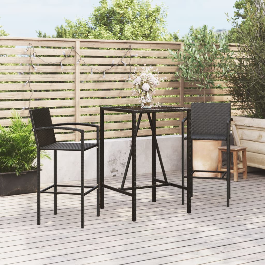 3-Tlg. Gartenbar-Set Poly Rattan