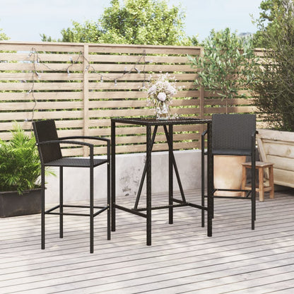 3-Tlg. Gartenbar-Set Poly Rattan