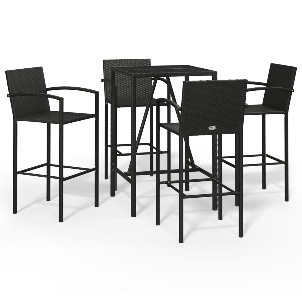 5-Tlg. Gartenbar-Set Poly Rattan