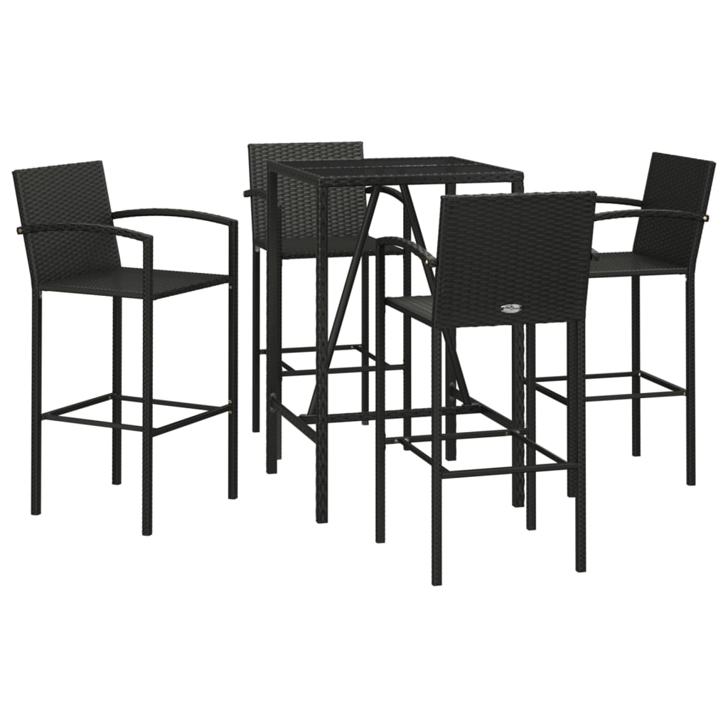 5-Tlg. Gartenbar-Set Poly Rattan