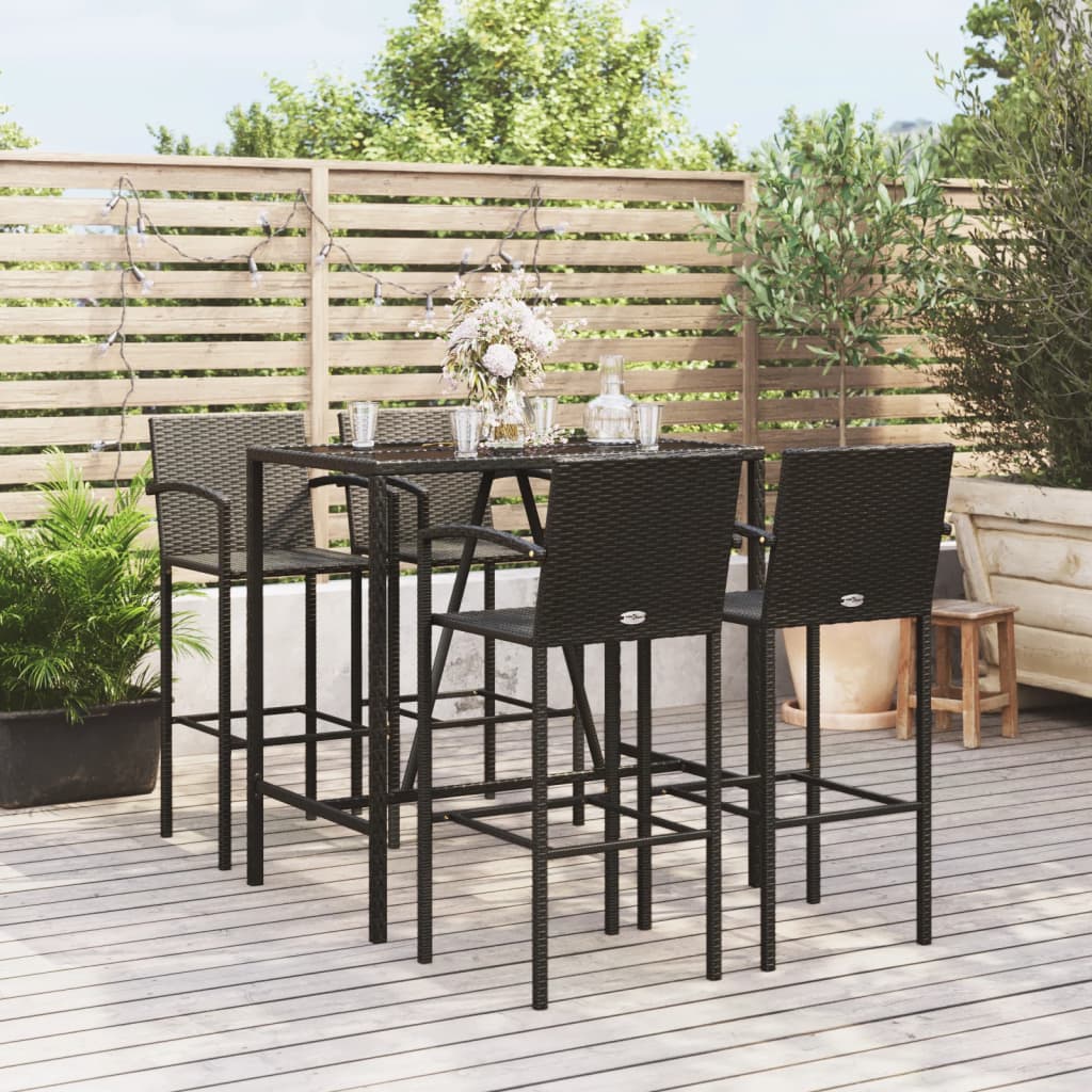 5-Tlg. Gartenbar-Set Poly Rattan