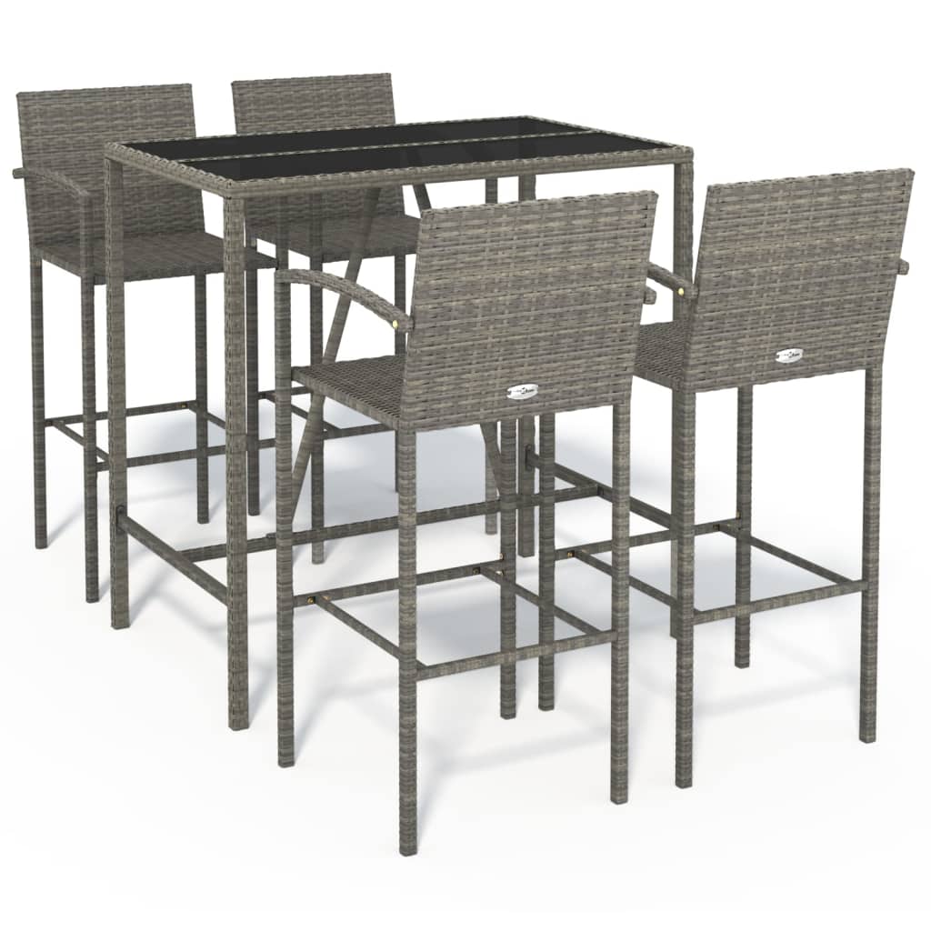 5-Tlg. Gartenbar-Set Poly Rattan