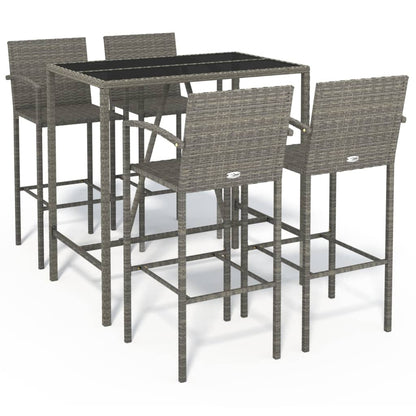 5-Tlg. Gartenbar-Set Poly Rattan
