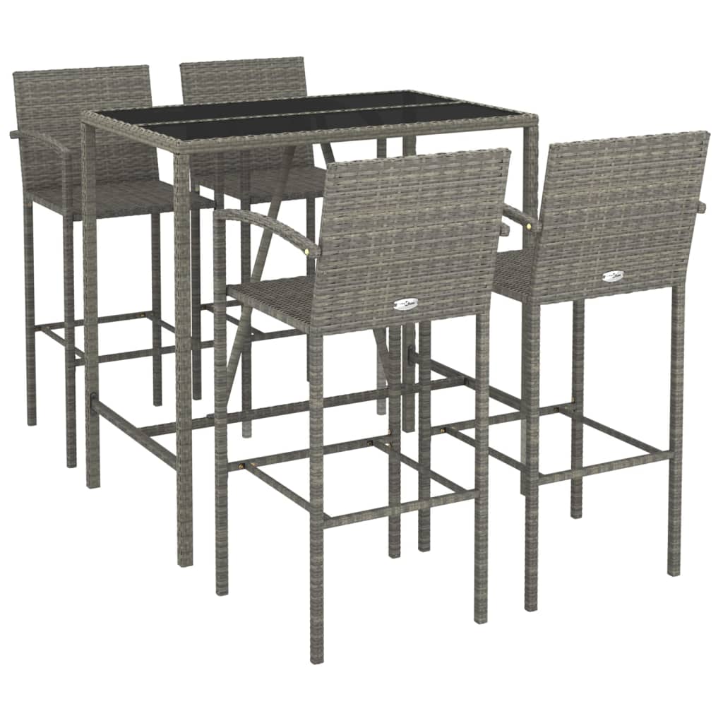 5-Tlg. Gartenbar-Set Poly Rattan