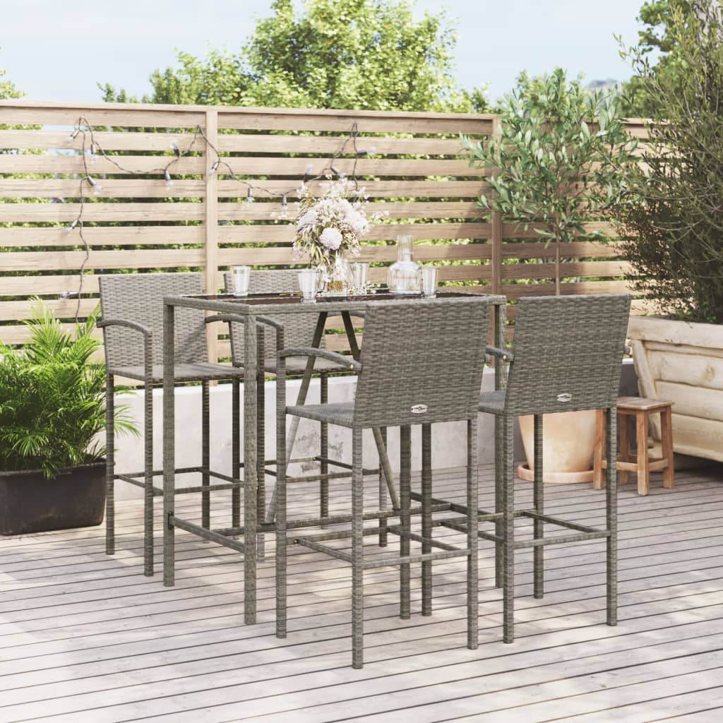 5-Tlg. Gartenbar-Set Poly Rattan