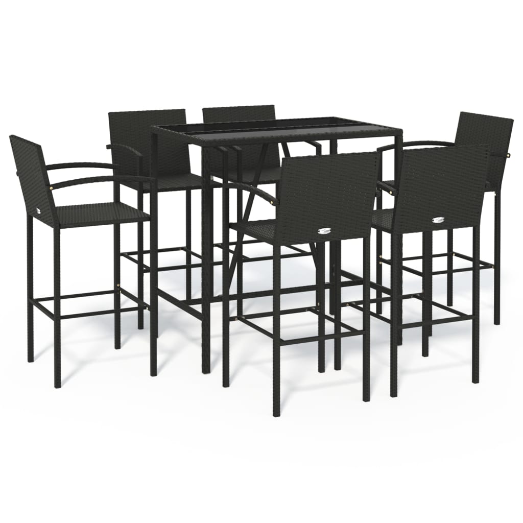7-Tlg. Gartenbar-Set Poly Rattan
