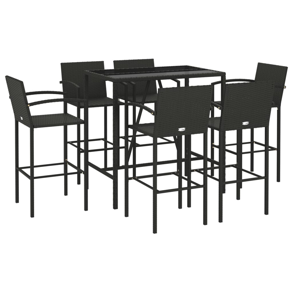 7-Tlg. Gartenbar-Set Poly Rattan