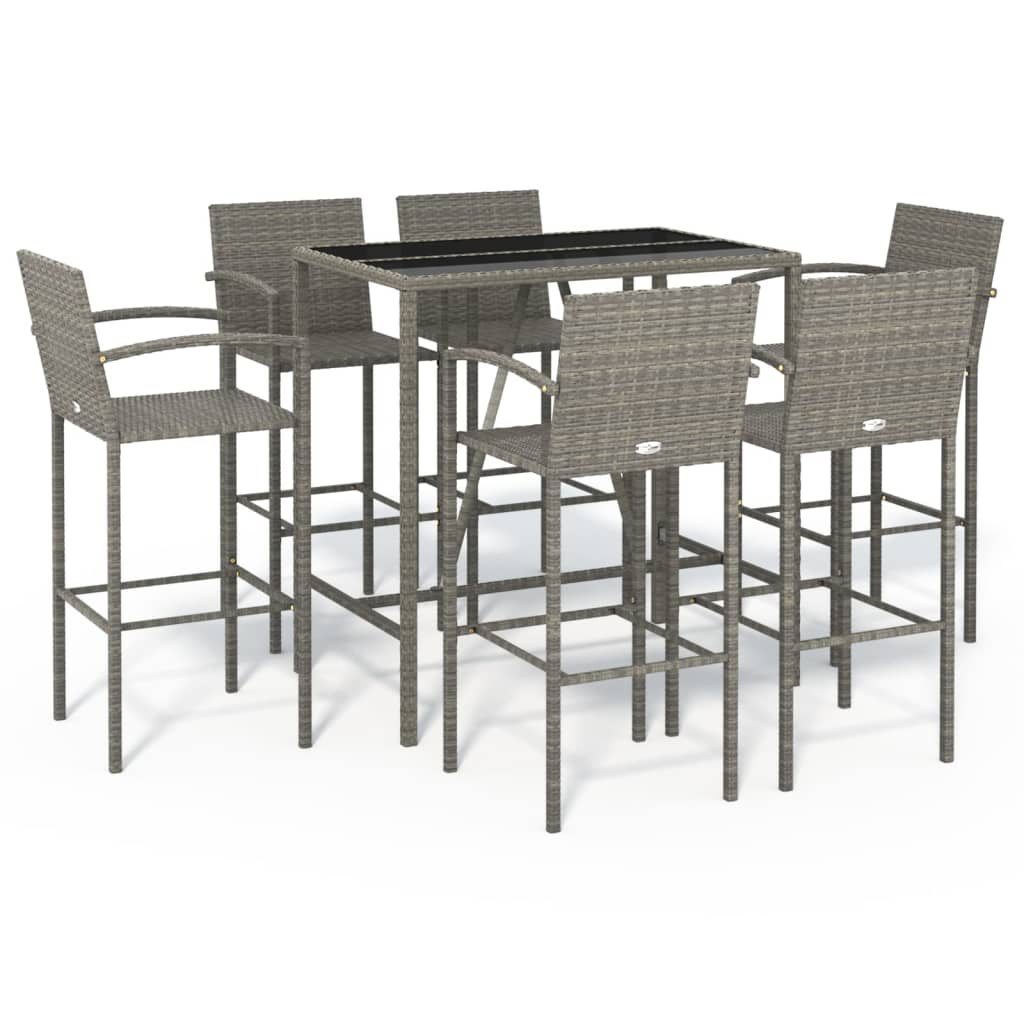 7-Tlg. Gartenbar-Set Poly Rattan