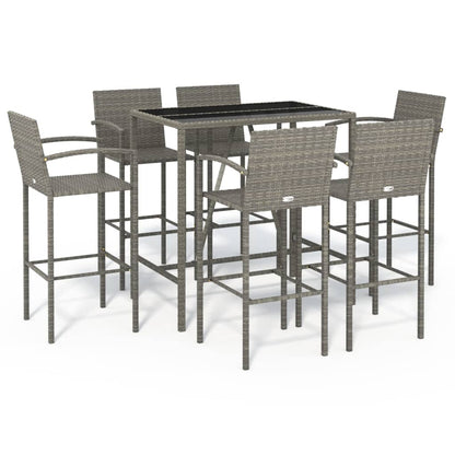 7-Tlg. Gartenbar-Set Poly Rattan