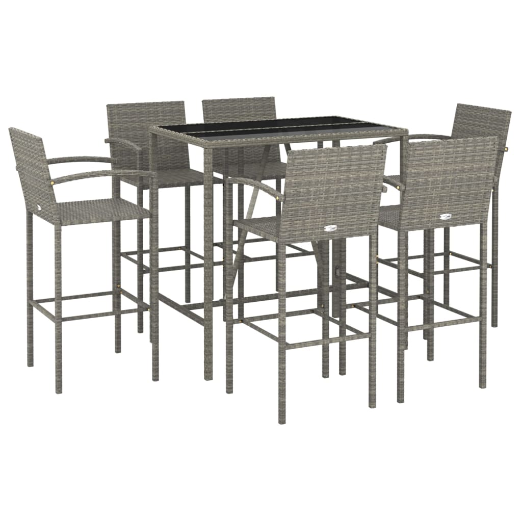 7-Tlg. Gartenbar-Set Poly Rattan