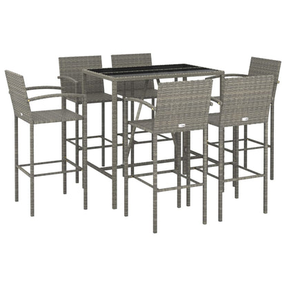 7-Tlg. Gartenbar-Set Poly Rattan
