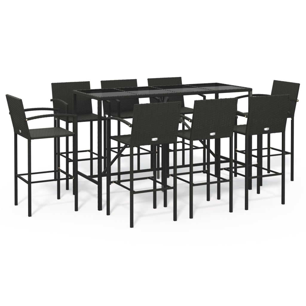 9-Tlg. Gartenbar-Set Poly Rattan