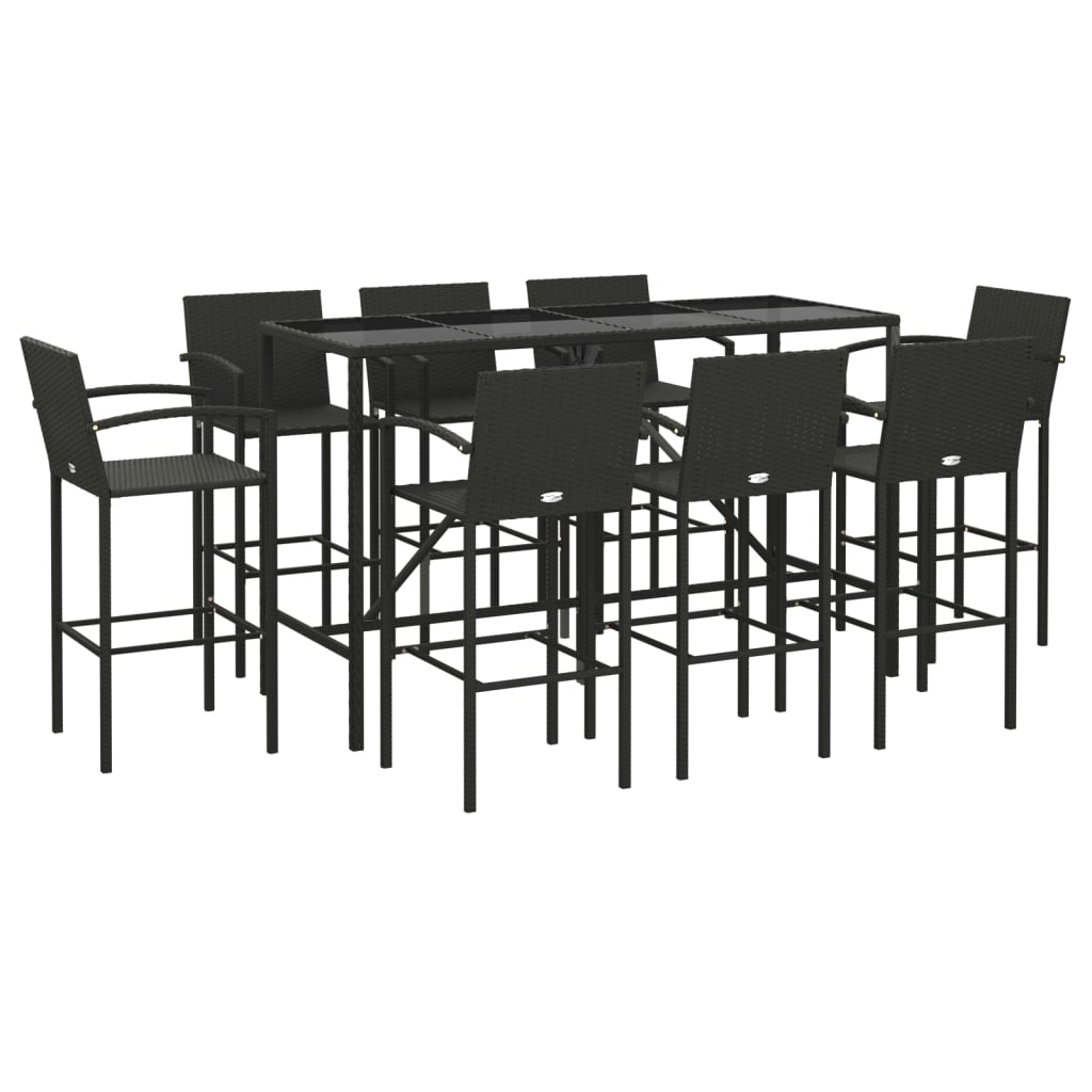 9-Tlg. Gartenbar-Set Poly Rattan