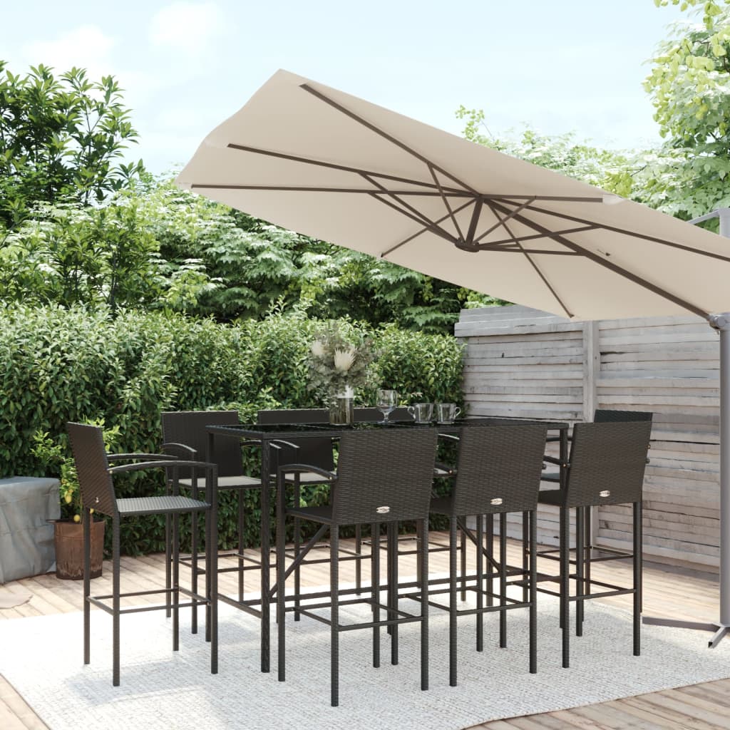 9-Tlg. Gartenbar-Set Poly Rattan