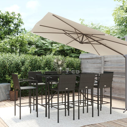 9-Tlg. Gartenbar-Set Poly Rattan