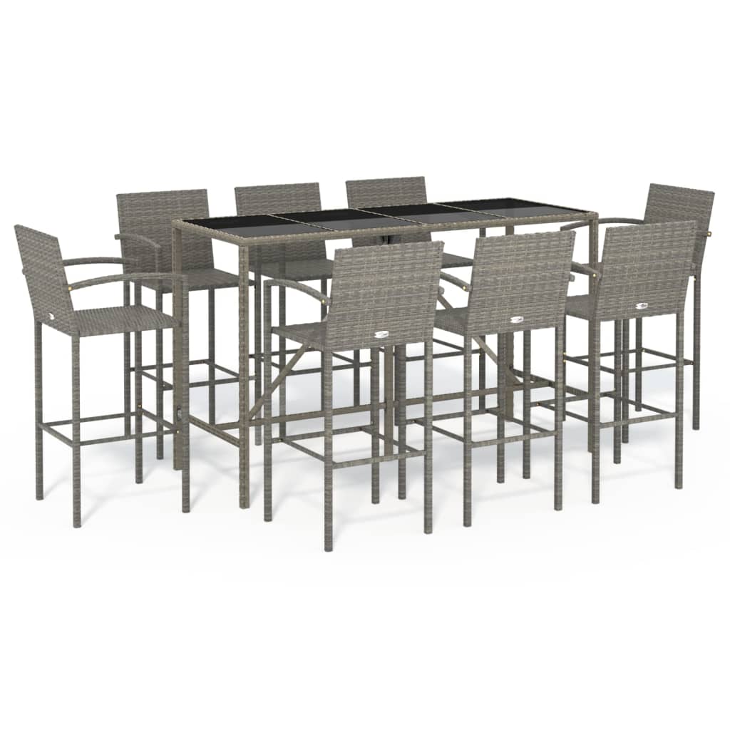 9-Tlg. Gartenbar-Set Poly Rattan