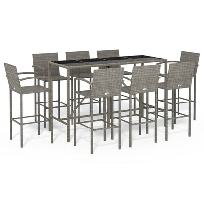 9-Tlg. Gartenbar-Set Poly Rattan