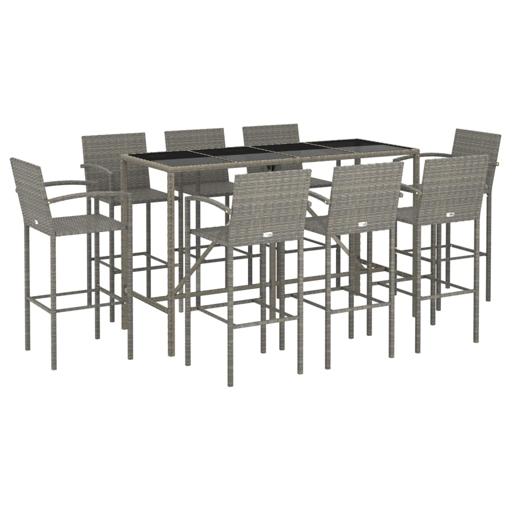 9-Tlg. Gartenbar-Set Poly Rattan