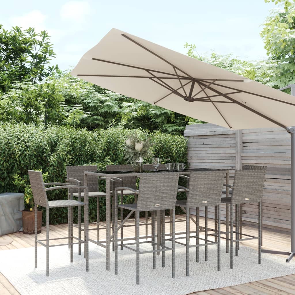 9-Tlg. Gartenbar-Set Poly Rattan